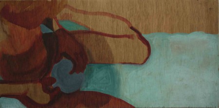 "Bubblemaker", Tusche und Acrylfarbe auf Holz, 28 x 56,5 cm, 2012 