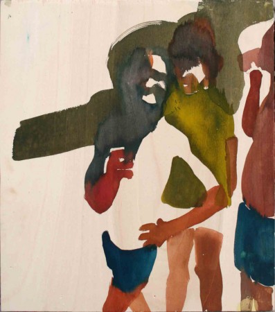 "Colakinder", Tusche auf Holz, 38 x 33 cm, 2012