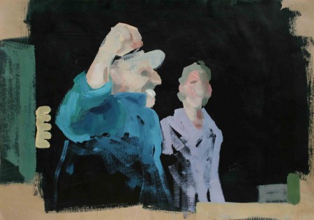 "Silberfüchse", Acryl und Ölfarbe auf Papier, 29,7 x 42 cm, 2012