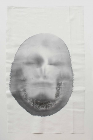 "Ein langes Leben", Tusche auf Stoff, 75 x 45 cm, 2014