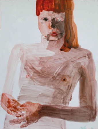 "Frau mit rotem Haar", Tusche auf Karton, 32 x 24 cm, 2014 