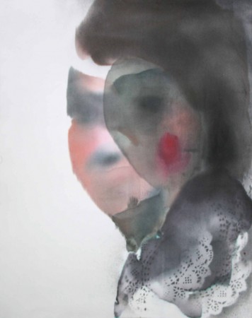 "Matulu", Tusche und Sprayfarbe auf Stoff, 46 x 36 cm, 2014
