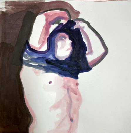 "Ausziehen", Acrylfarbe auf Papier, 40 x 40 cm, 2013