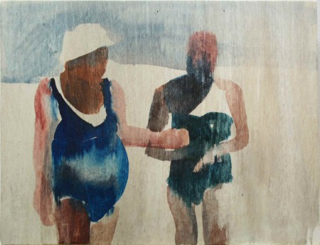 "Gespräch", Tusche auf Holz, 22 x 18 cm, 2013