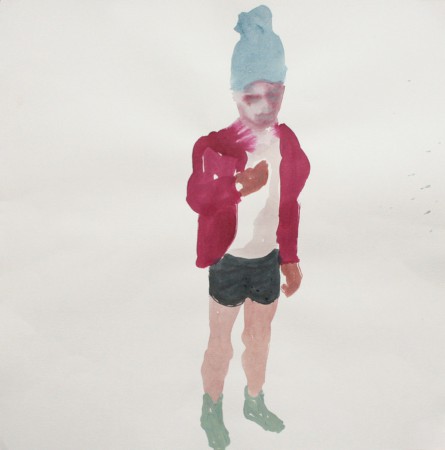 "Haar im Mund", Arcylfarbe auf Papier, 40 x 40 cm, 2013